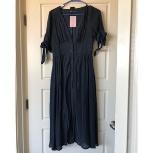Dark navy midi dress